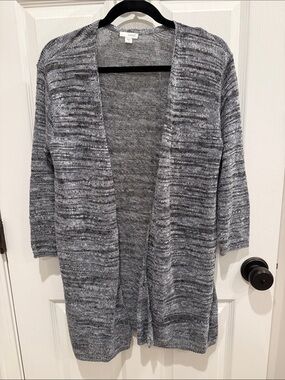 J. Jill Open-Front Marled Gray Cardigan
